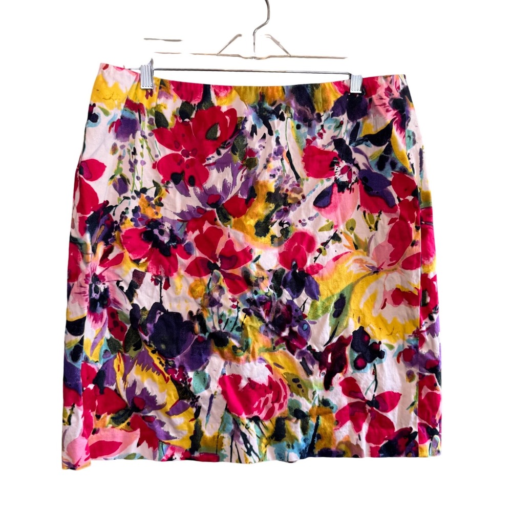 Jones Wear Womens Floral Maximalist Eclectic Career Pencil Mini Skirt Size 14